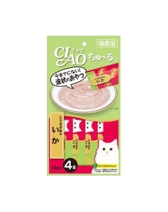 Лакомство для кошек Inaba Чао-Чуру Пюре со вкусом куриного филе с кальмаром