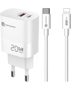 Зарядное устройство сетевое Atomic Motion G202 GAN 20W 2-порта USB (A+C) сUSB(С-L) / 10.204