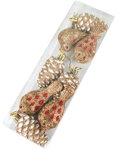 Набор елочных игрушек Darvish Шишка с зажимом Птичка / DV-C-145