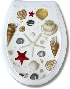 Сиденье для унитаза Еврокомфорт Ракушка на белом 104-406-00