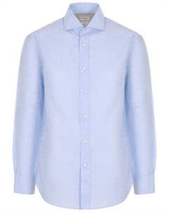Рубашка Slim Fit из льна и хлопка Brunello cucinelli